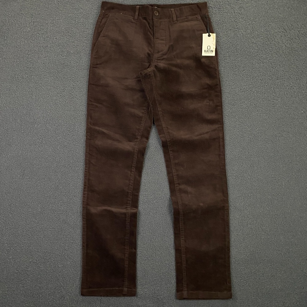 Katin Corey Corduroy Pant Mens 30x32 Slim Straight Chino Walnut Brown